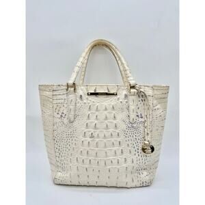 Brahmin Mini Asher Crocodile Leather Cream Satchel Shoulder Bag Women's